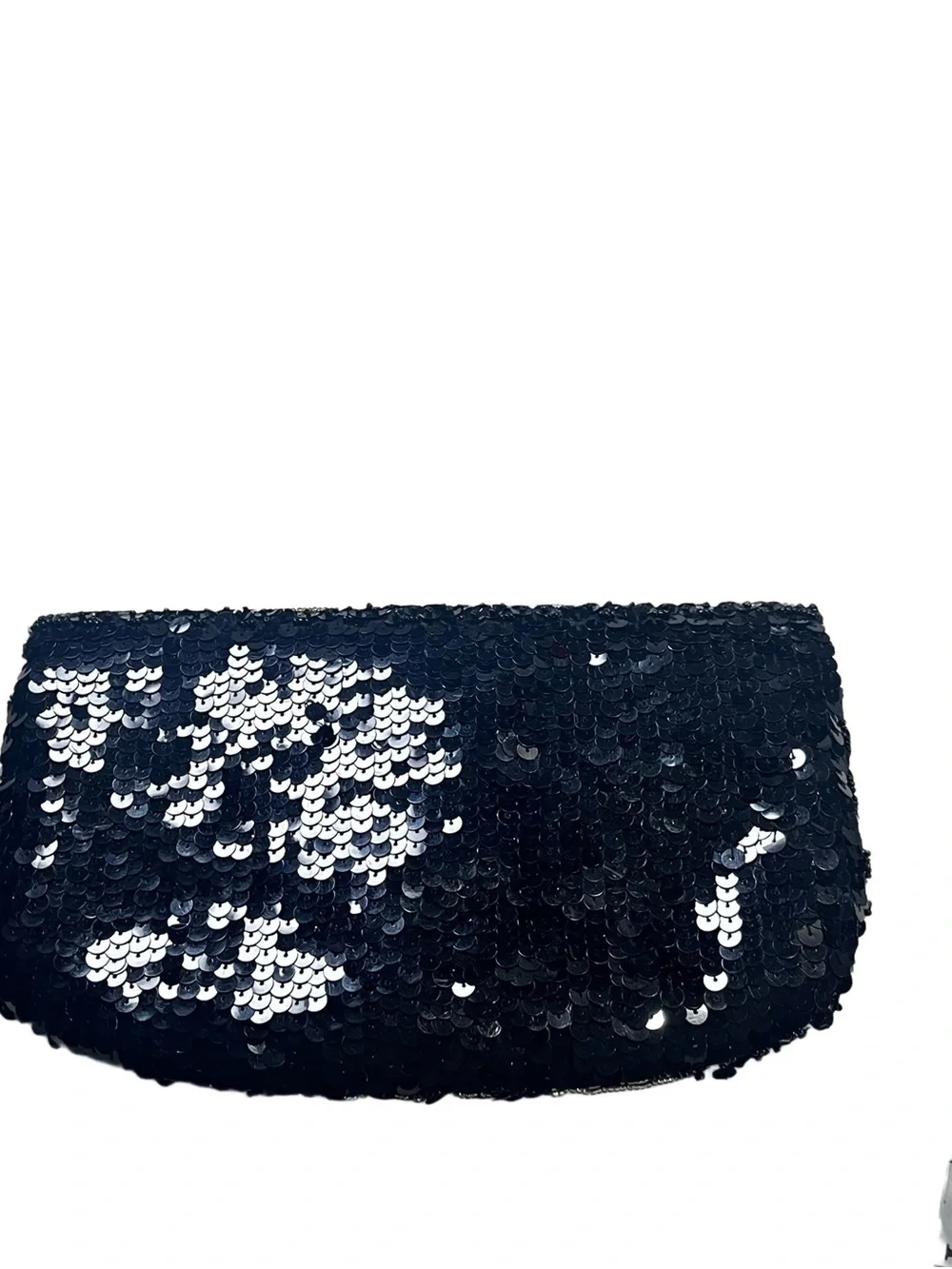 Vtg Multicolor Sequin Hand Beaded Evening Clutch Bag Black Seed Bead Cocktail